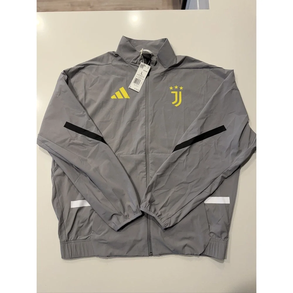 Adidas Juventus Anthem Track Jacket KB4446 Mens L Light Onix Soccer Full Zip